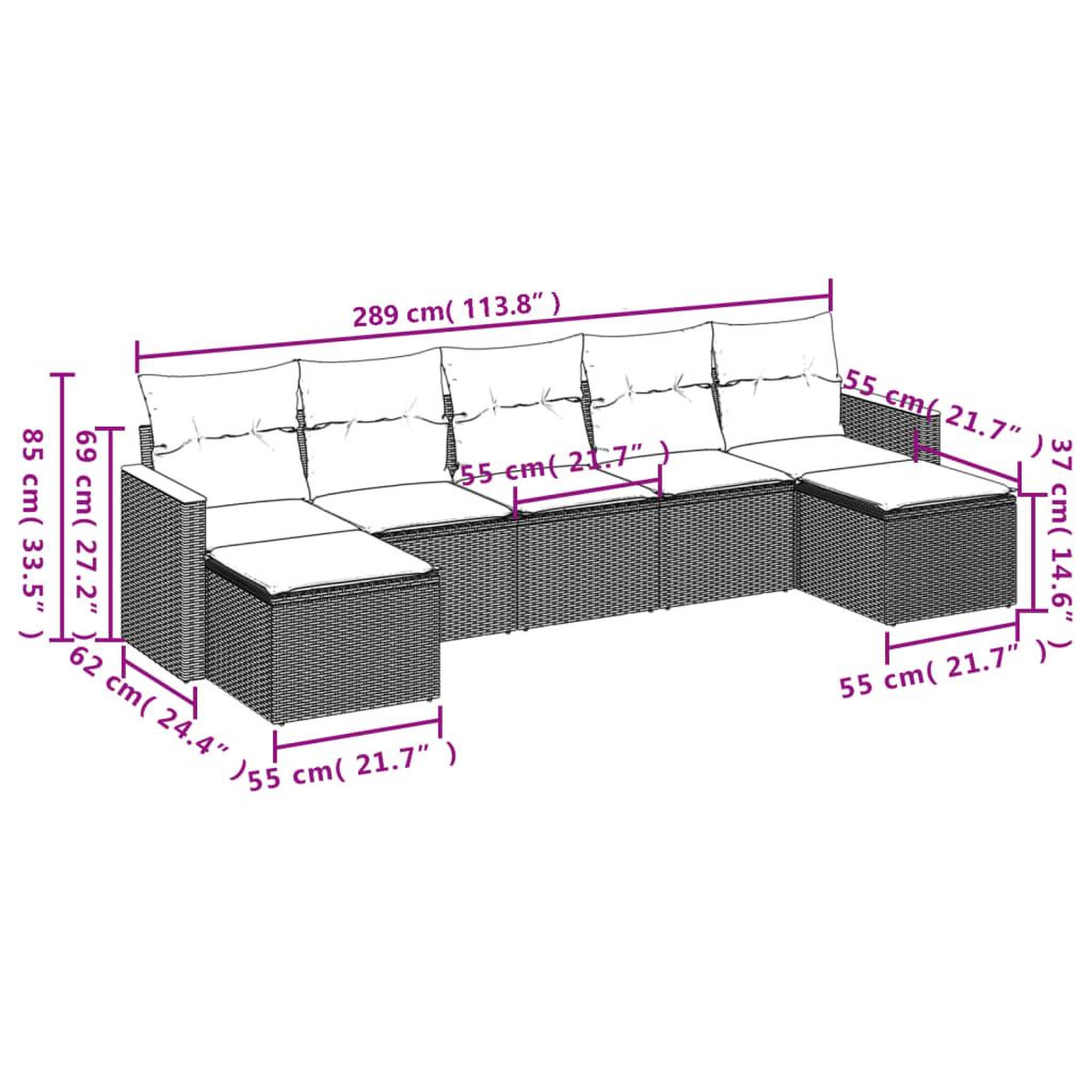 Voir la diapositive 3 : VIDAXL Salon de jardin avec coussins 7 pcs gris resine tressee