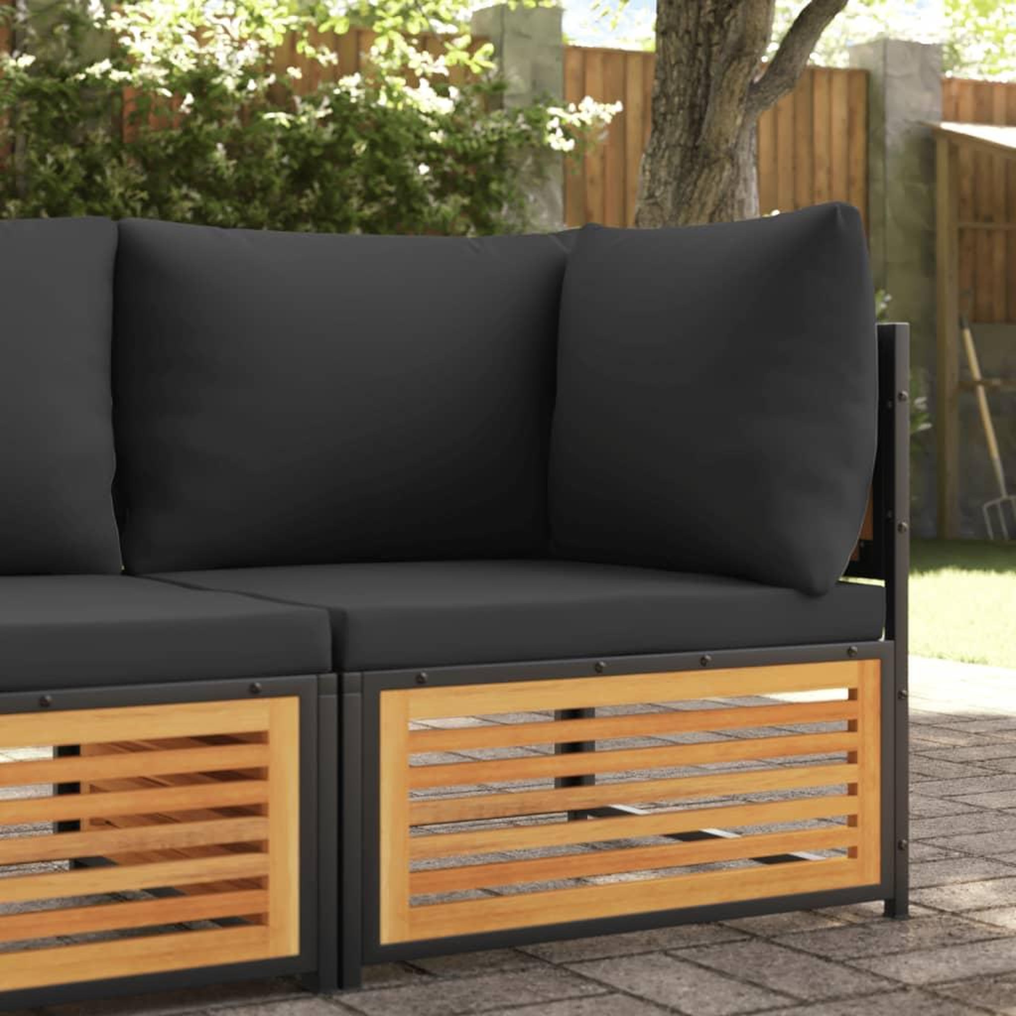 VIDAXL Canape d'angle de jardin avec coussins bois massif d'acacia