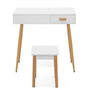 Voir la diapositive 5 : ID MARKET Coiffeuse scandinave LISA blanche miroir rabattable LED et tabouret