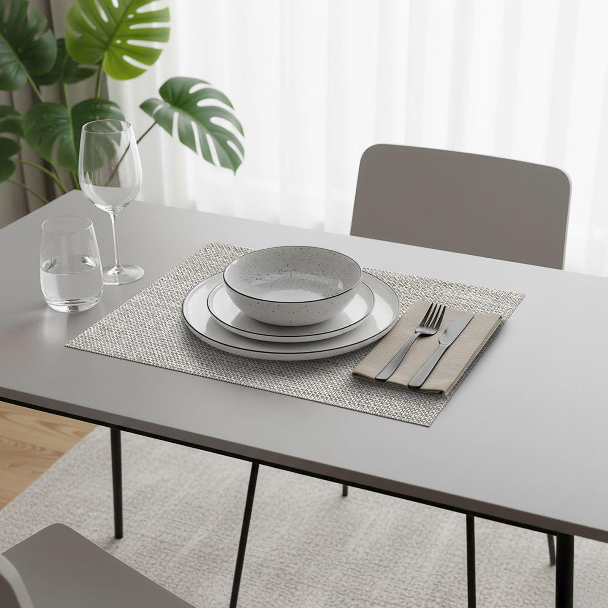 Voir la diapositive 4 : Douceur d'Intérieur Set de table métallisé  filor  30x45cm gris