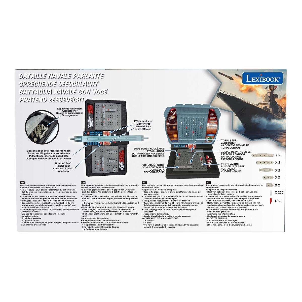 Lexibook Bataille Navale électronique parlante lumineuse (FR/DE/IT/NL)