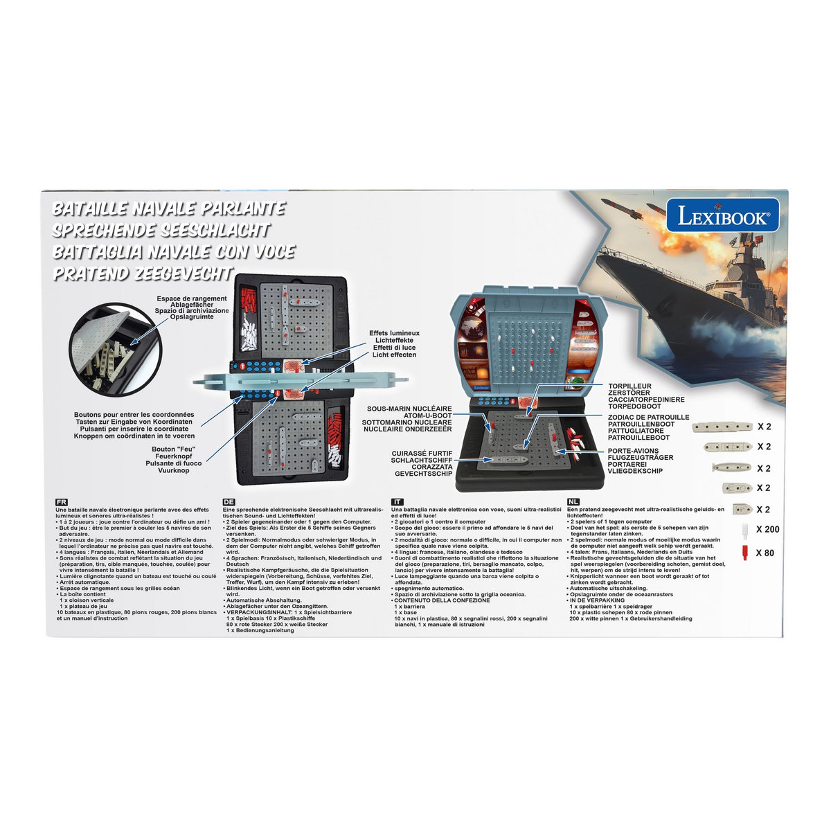 Lexibook Bataille Navale électronique parlante lumineuse (FR/DE/IT/NL)