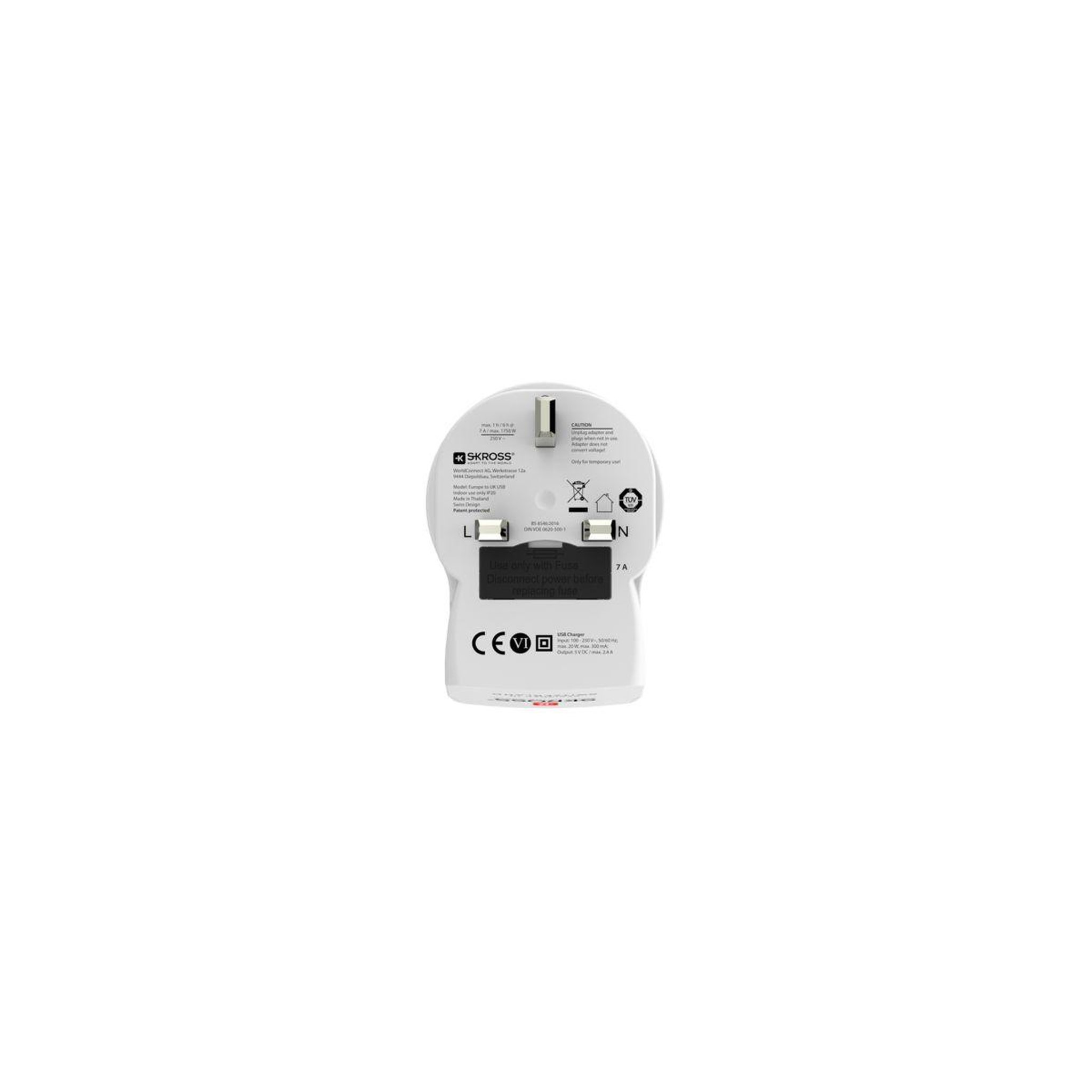 Voir la diapositive 4 : Skross Adaptateur de voyage Europe vers Angleterre + USB