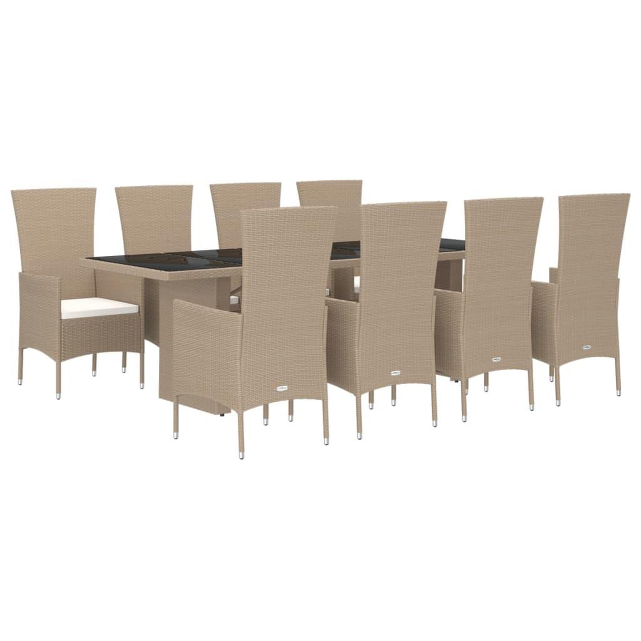 Voir la diapositive 3 : VIDAXL Ensemble a manger de jardin et coussins 9 pcs beige Poly rotin