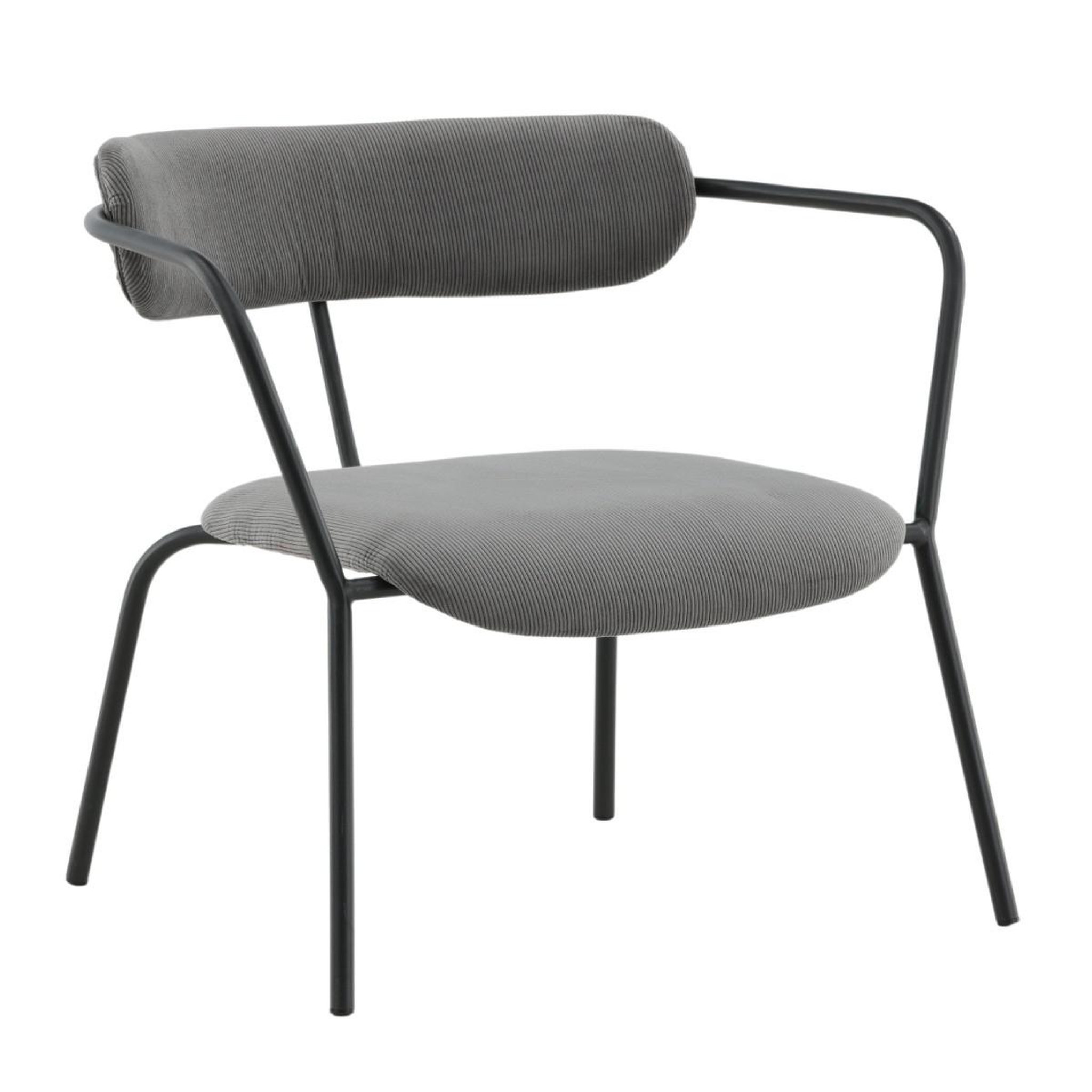 Paris Prix Fauteuil Design Velours Côtelé  Duffy  69cm Gris