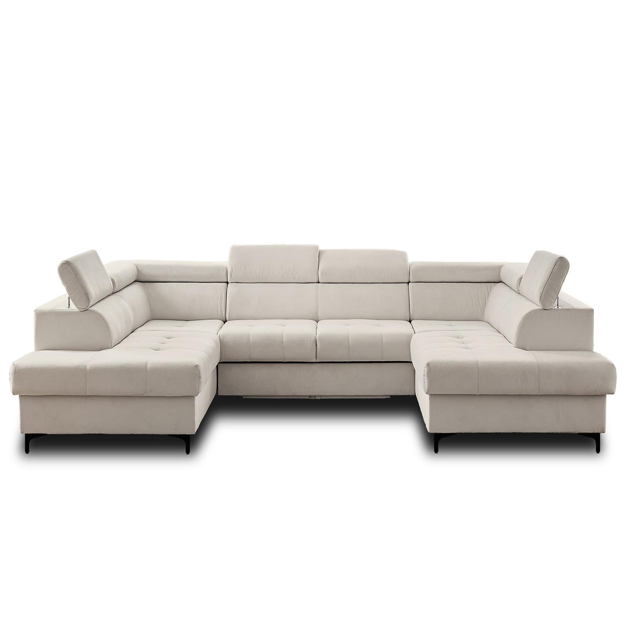 Voir la diapositive 6 : LISA DESIGN Merida - canapé panoramique en u - 7 places - convertible avec coffres et têtières réglables - en velours
