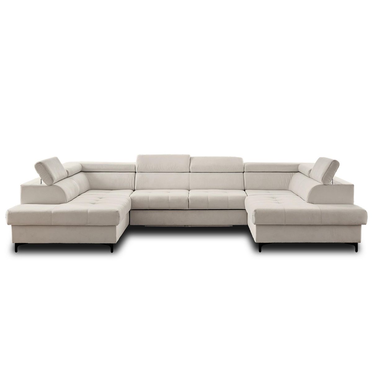 LISA DESIGN Merida - canapé panoramique en u - 7 places - convertible avec coffres et têtières réglables - en velours