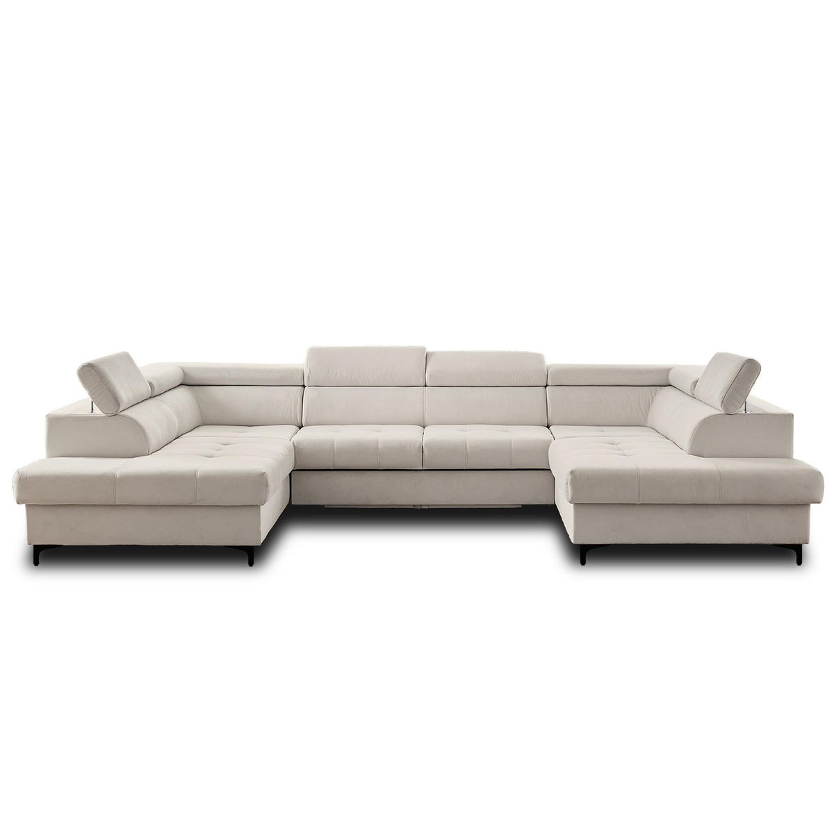 LISA DESIGN Merida - canapé panoramique en u - 7 places - convertible avec coffres et têtières réglables - en velours