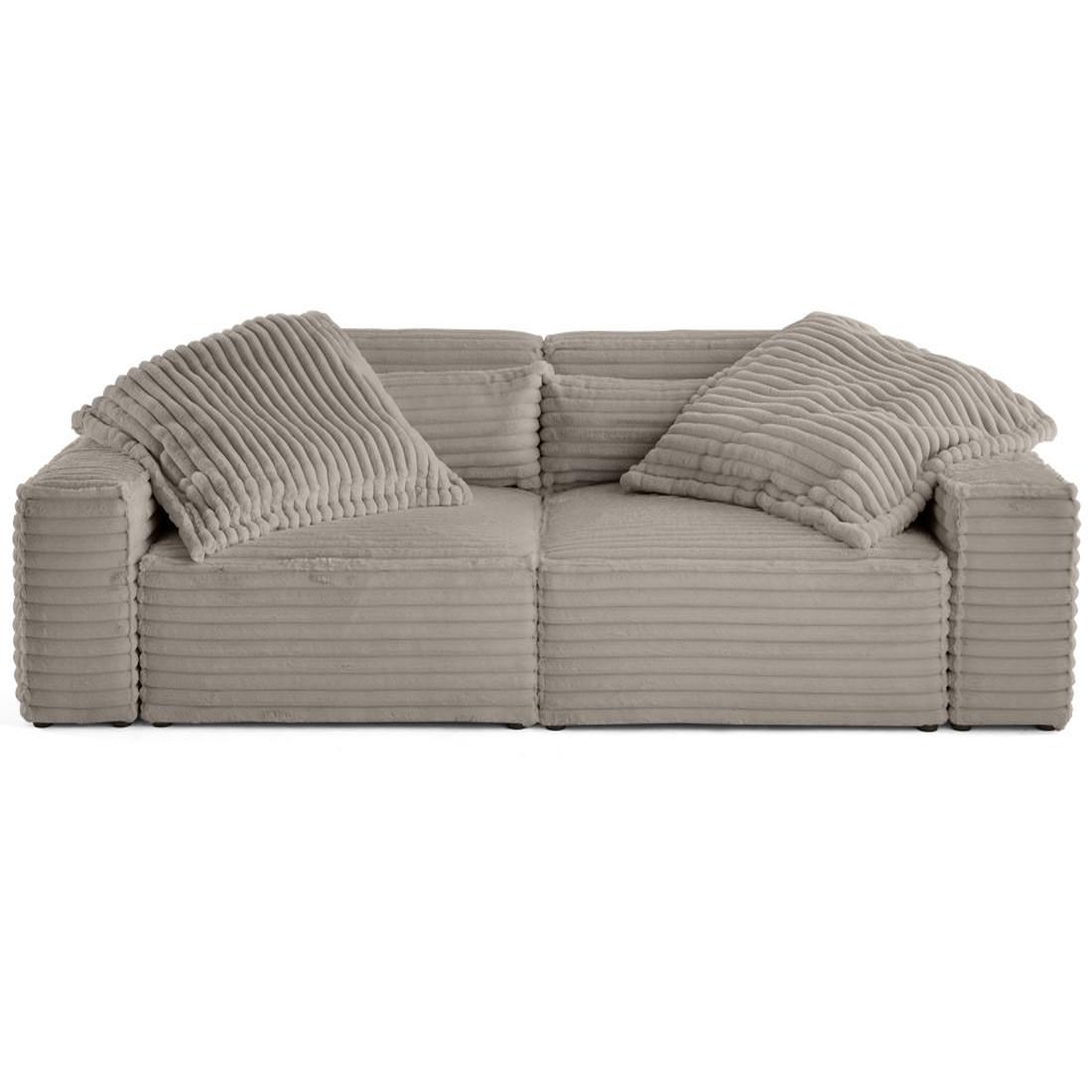 Voir la diapositive 1 : LISA DESIGN Richie - canapé droit 3 places avec double méridienne - assise profonde - en fausse fourrure côtelée