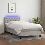 VIDAXL Sommier a lattes de lit avec matelas et LED Gris clair 80x200cm