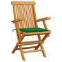 Voir la diapositive 2 : VIDAXL Chaises de jardin et coussins vert lot de 2 Bois de teck massif