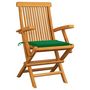 Voir la diapositive 2 : VIDAXL Chaises de jardin et coussins vert lot de 2 Bois de teck massif