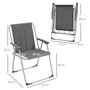 OUTSUNNY Lot de 4 chaises pliantes de jardin chaises de camping plage avec accoudoirs tissu Oxford gris