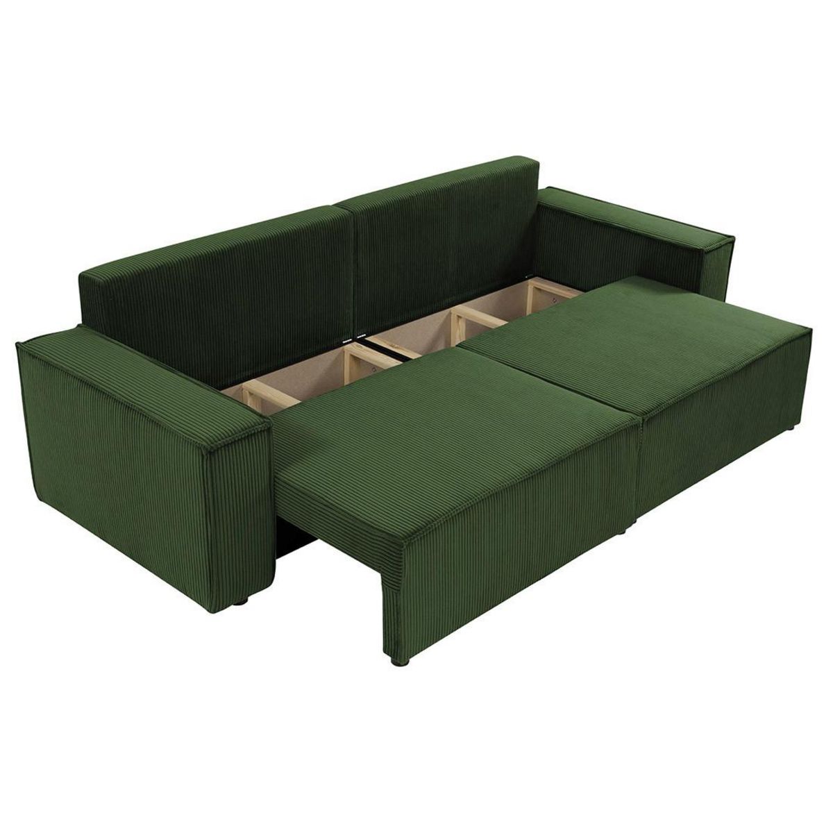 BEST MOBILIER Cezanne - canapé droit 3 places convertible avec coffre en velours côtelé