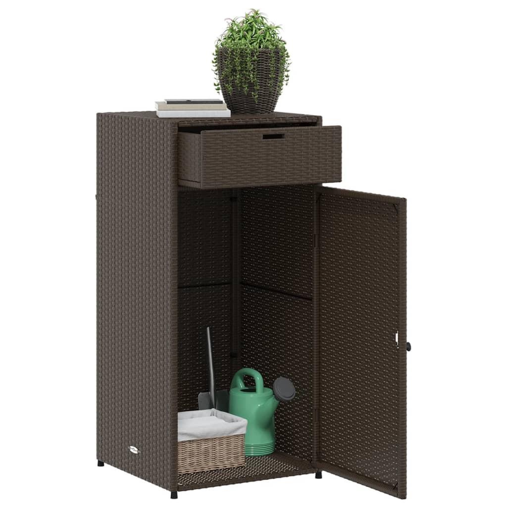 Voir la diapositive 5 : VIDAXL Armoire de rangement jardin marron 55x55x111 cm resine tressee