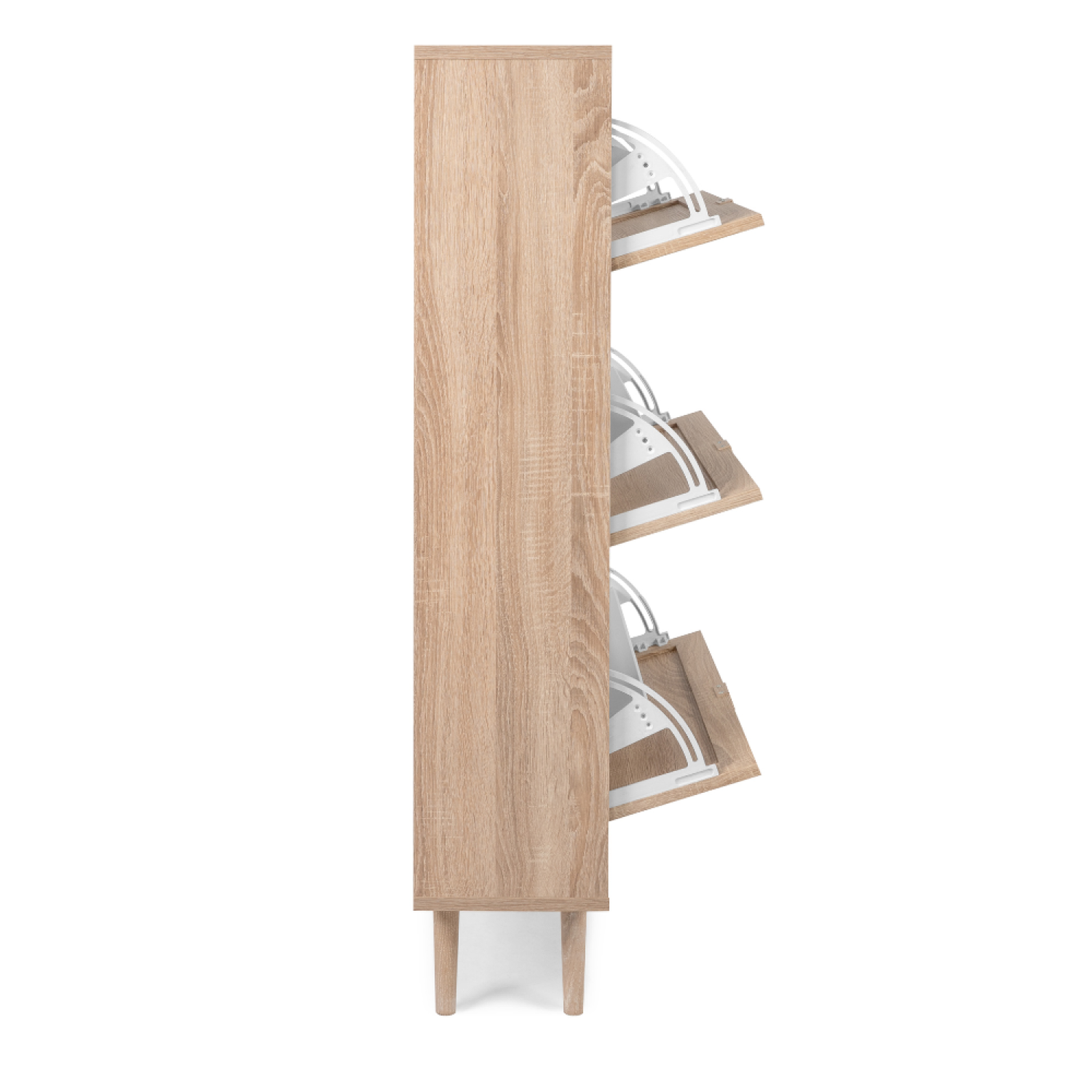 Voir la diapositive 5 : CONCEPT USINE Meuble à chaussures en bois 3 tiroirs effet cannage TIVAT