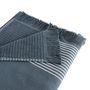 Voir la diapositive 2 : ACTUEL Foutah de plage en coton 280g/m² finition frange CORFOU