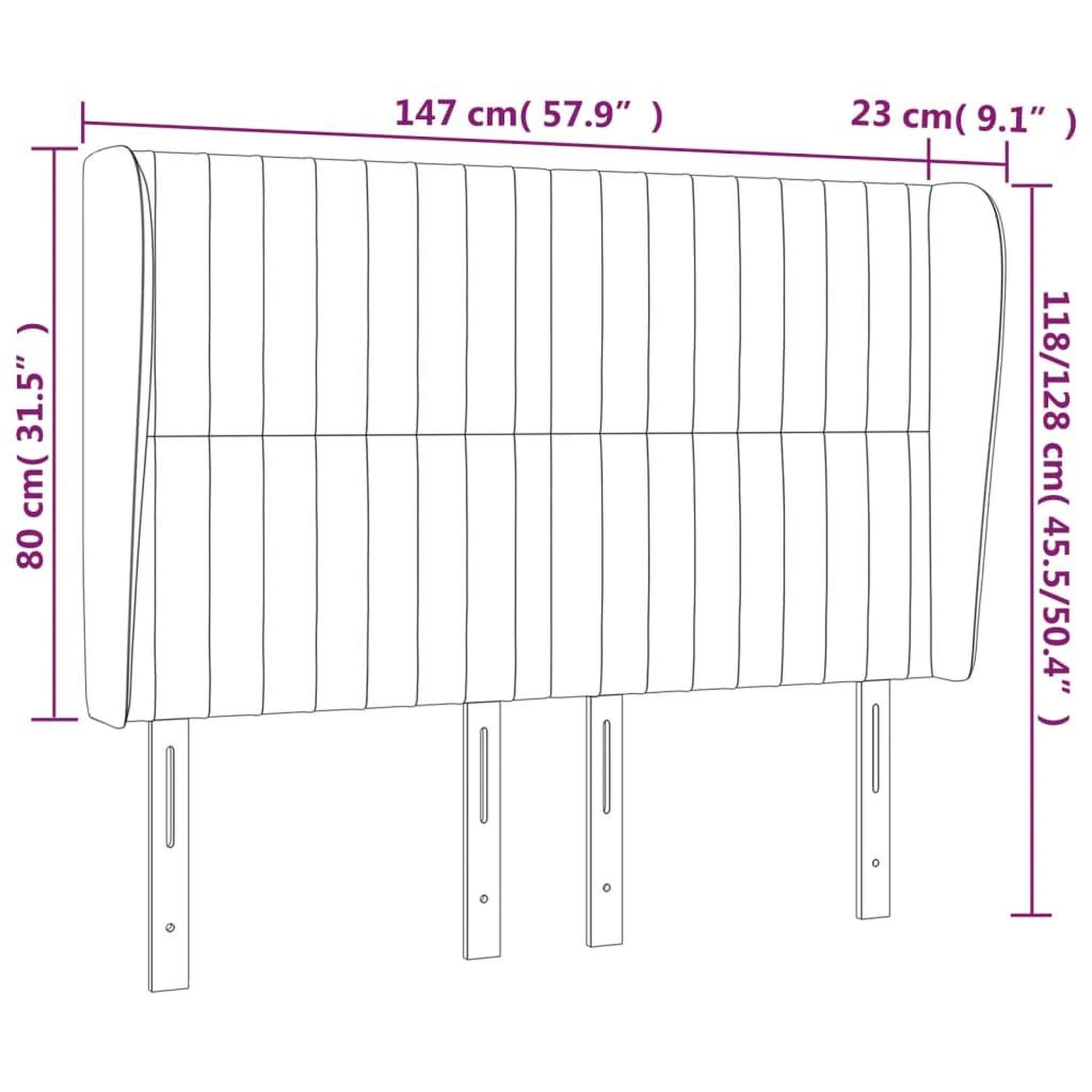 Voir la diapositive 6 : VIDAXL Tete de lit avec oreilles Noir 147x23x118/128 cm Velours