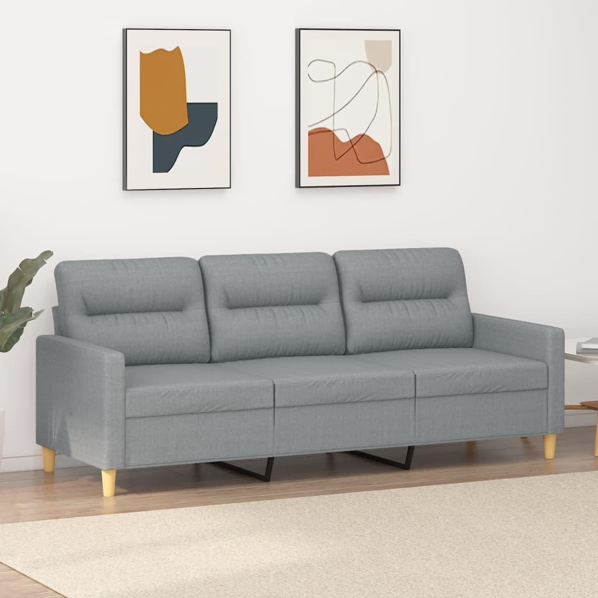 VIDAXL Canape a 3 places Gris clair 180 cm Tissu