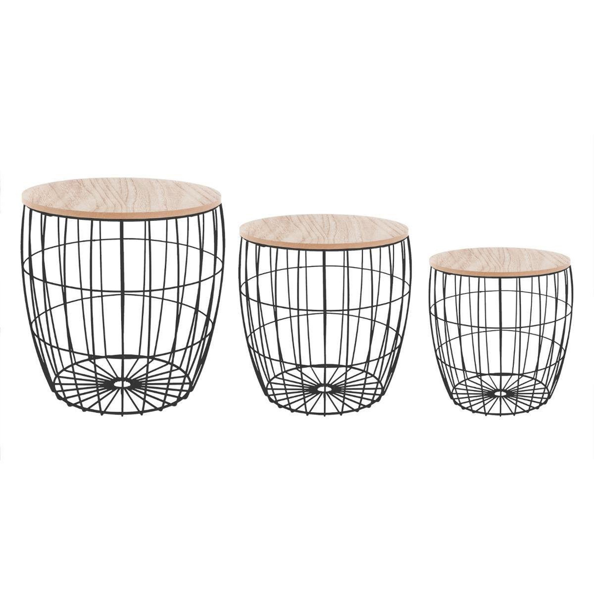 Voir la diapositive 1 : ATMOSPHERA Lot de 3 tables d'appoint  cassandra  41cm noir