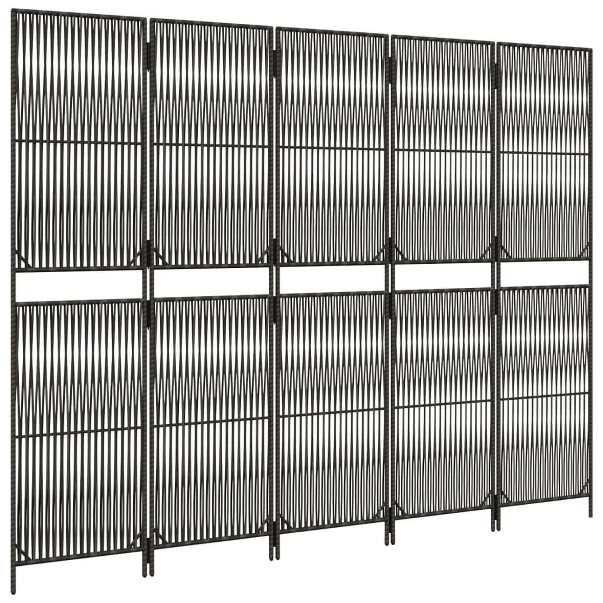 Voir la diapositive 4 : VIDAXL Cloison de separation 5 panneaux gris resine tressee