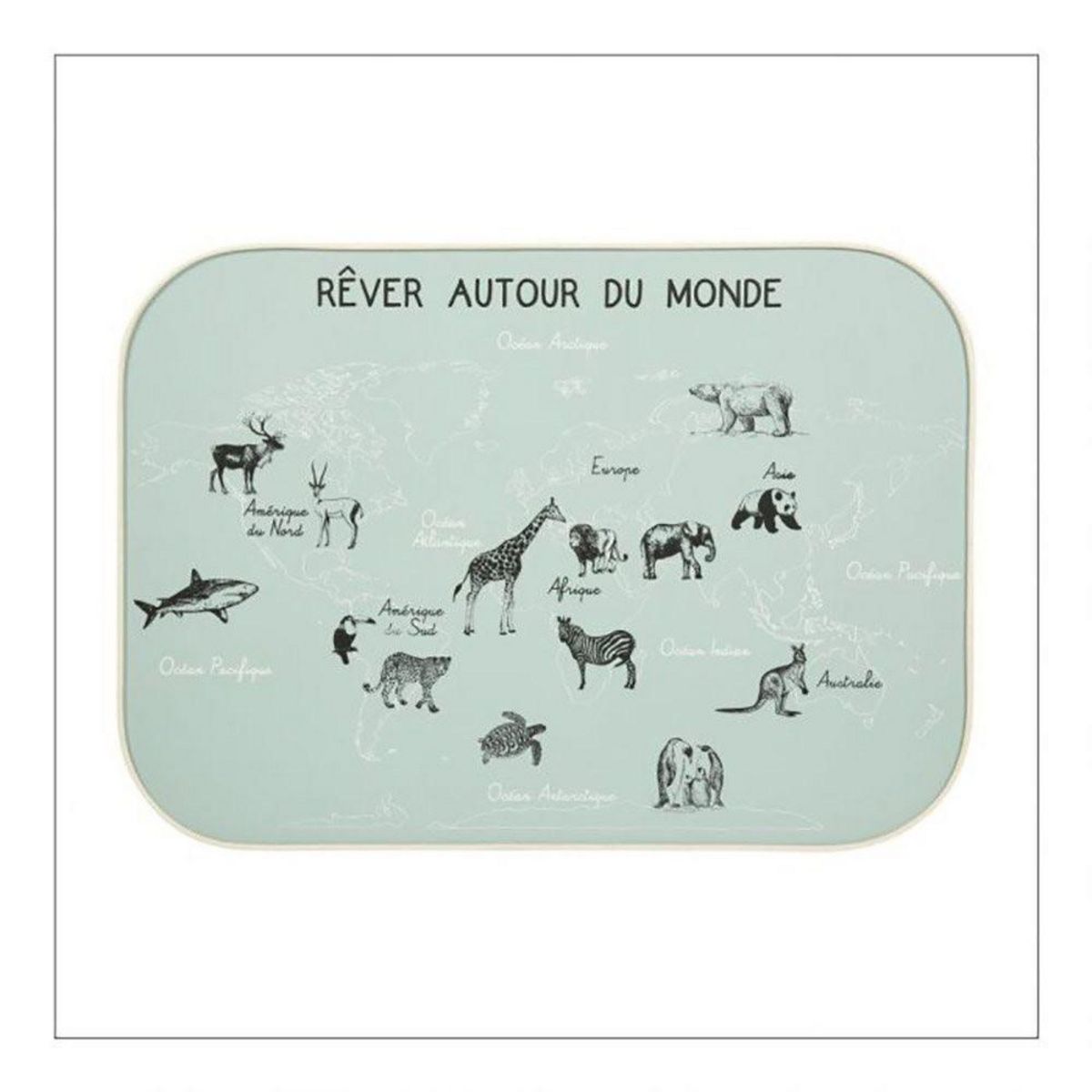 OSTARIA Décoration murale carte du monde kaki 70x50 cm