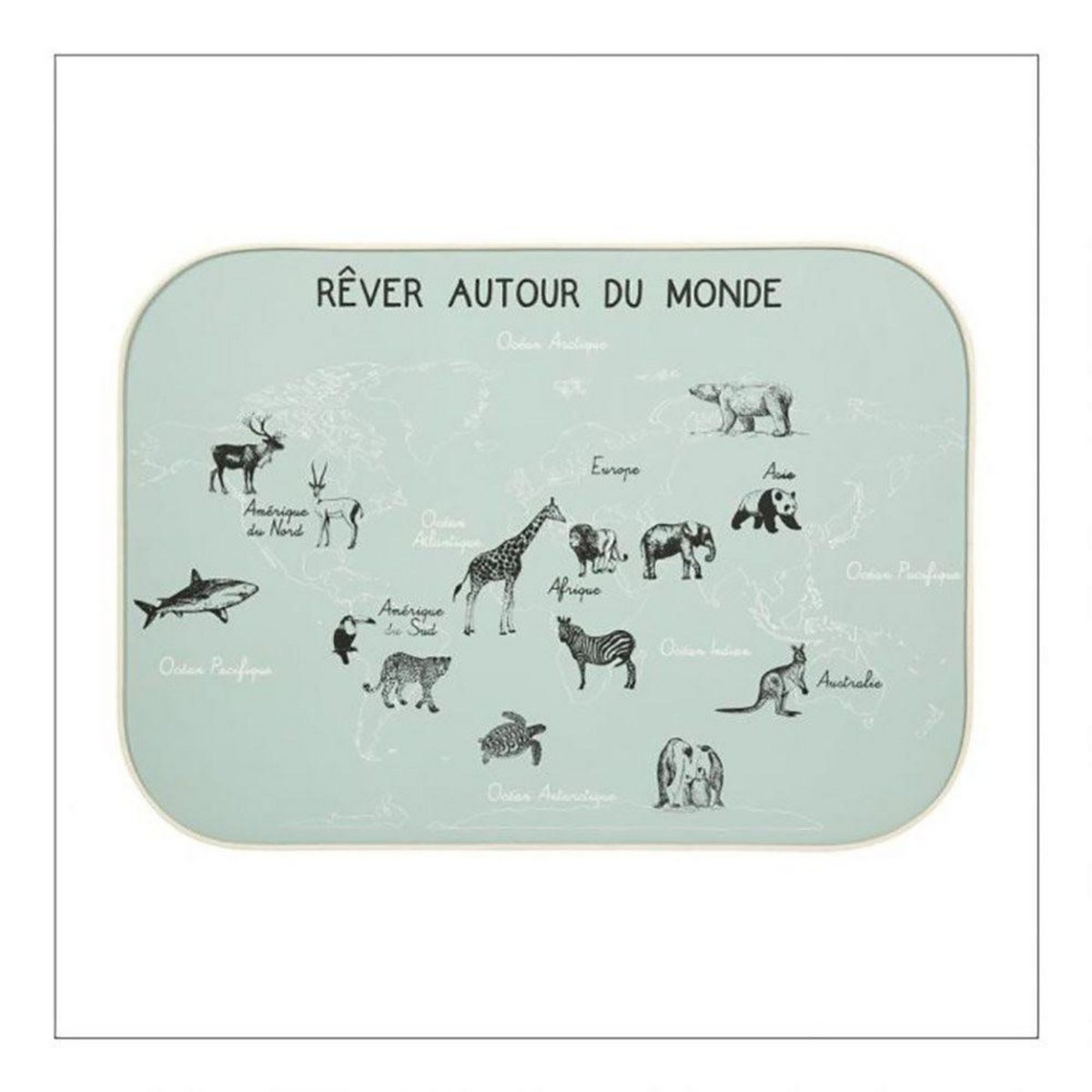 OSTARIA Décoration murale carte du monde kaki 70x50 cm