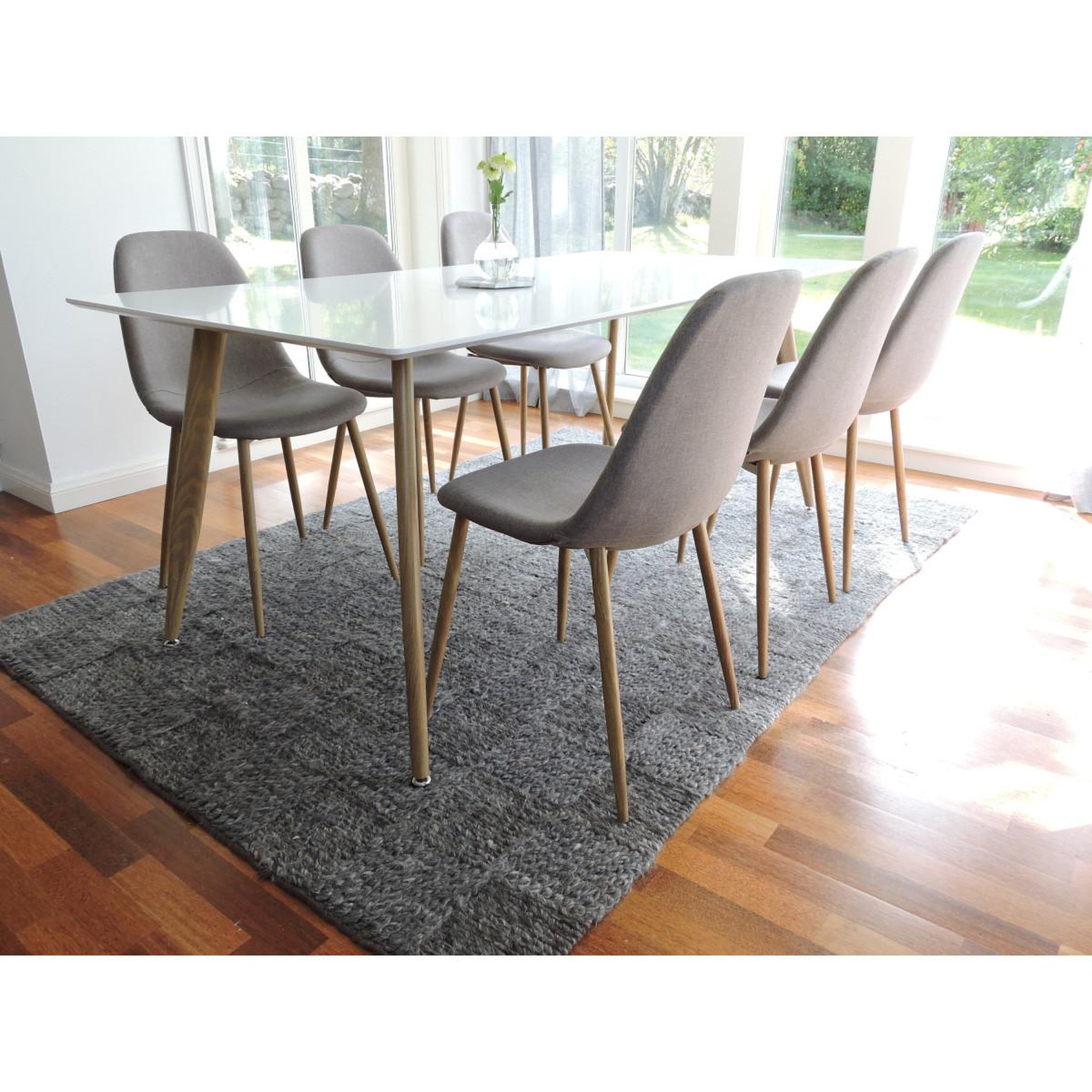 Voir la diapositive 6 : Paris Prix Ensemble table à manger & 6 chaises  polar  180cm blanc & gris