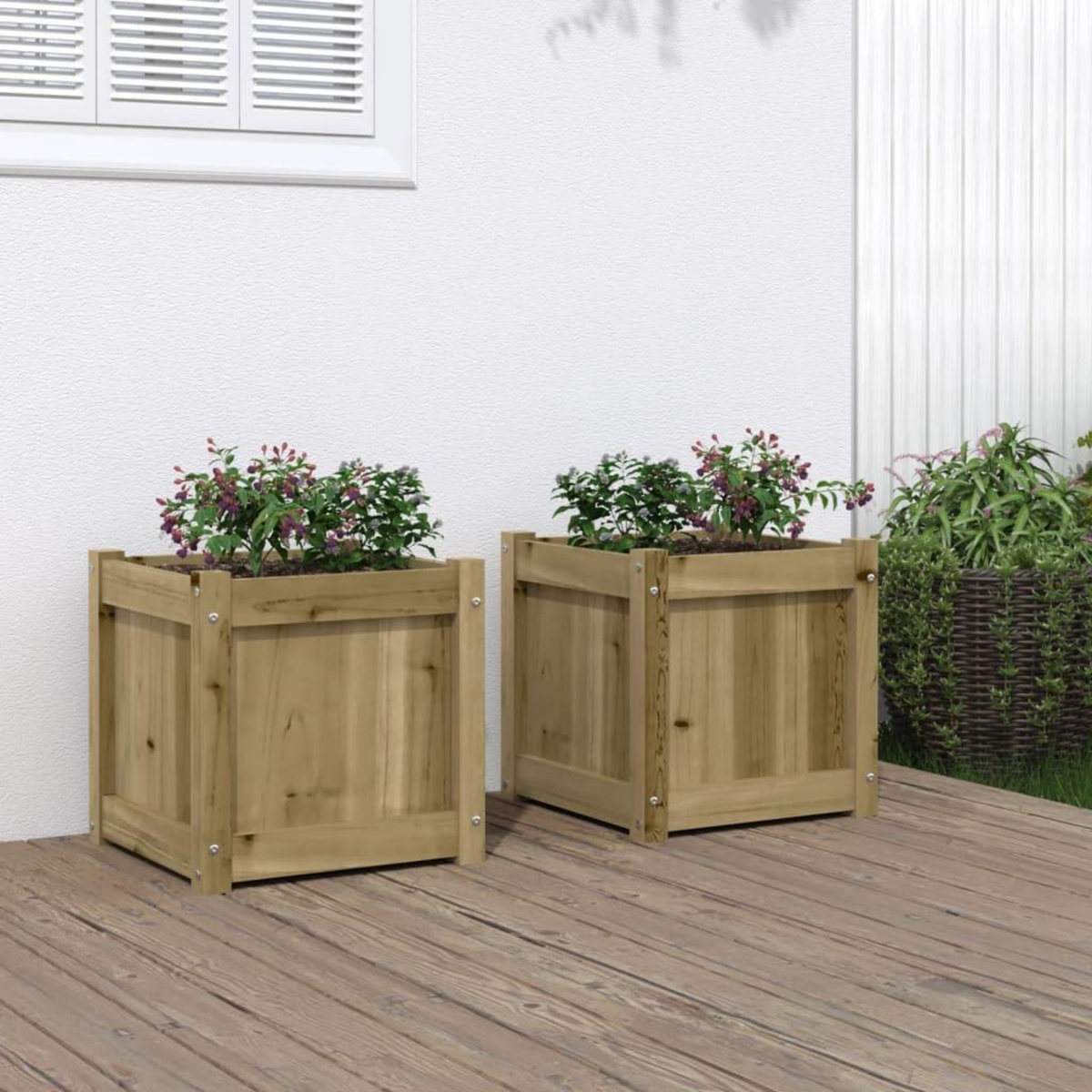 VIDAXL Jardinieres 2 pcs bois de pin impregne