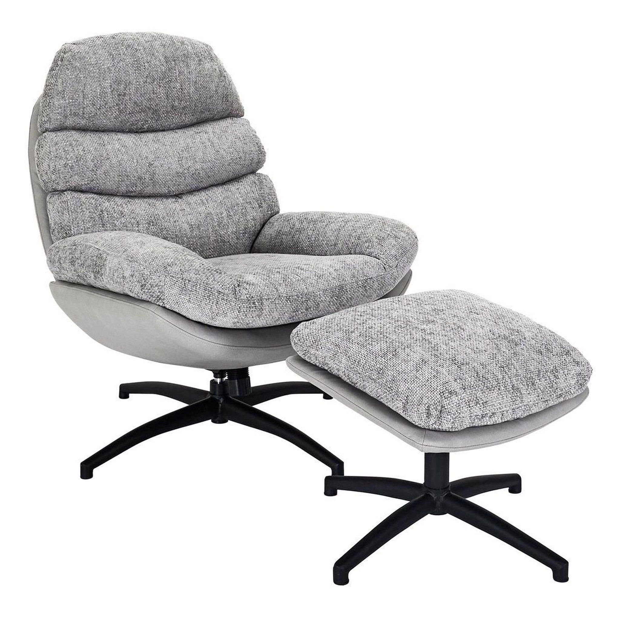 The Home Deco Factory Fauteuil avec pouf  william  99cm gris