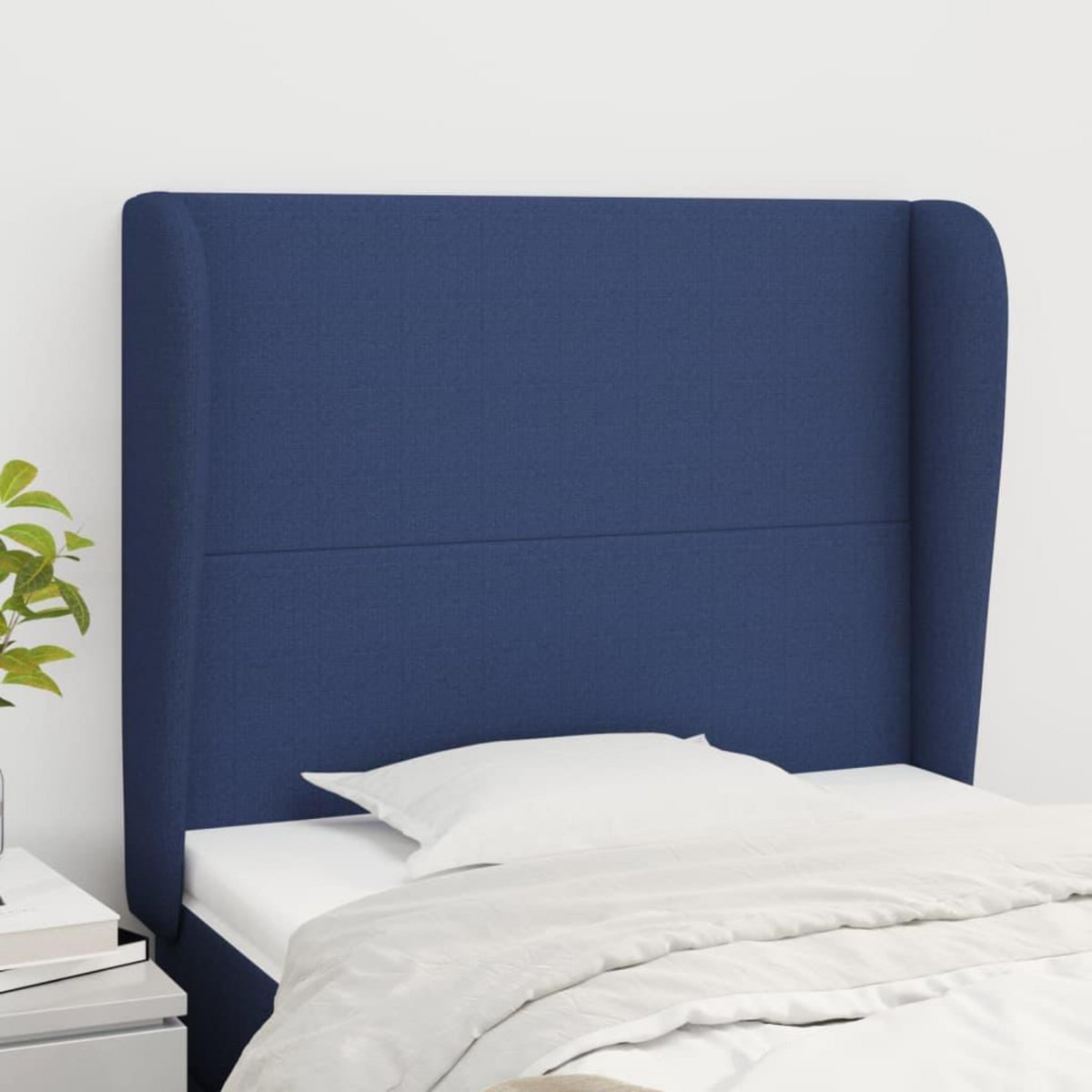 VIDAXL Tete de lit avec oreilles Bleu 103x23x118/128 cm Tissu
