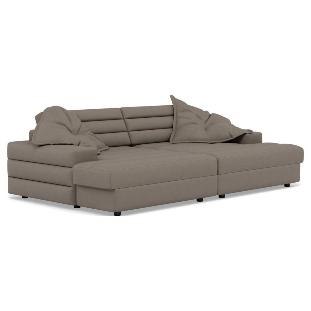 LISA DESIGN Loredana - canapé droit 4 places double méridienne - assise profonde - en tissu texturé