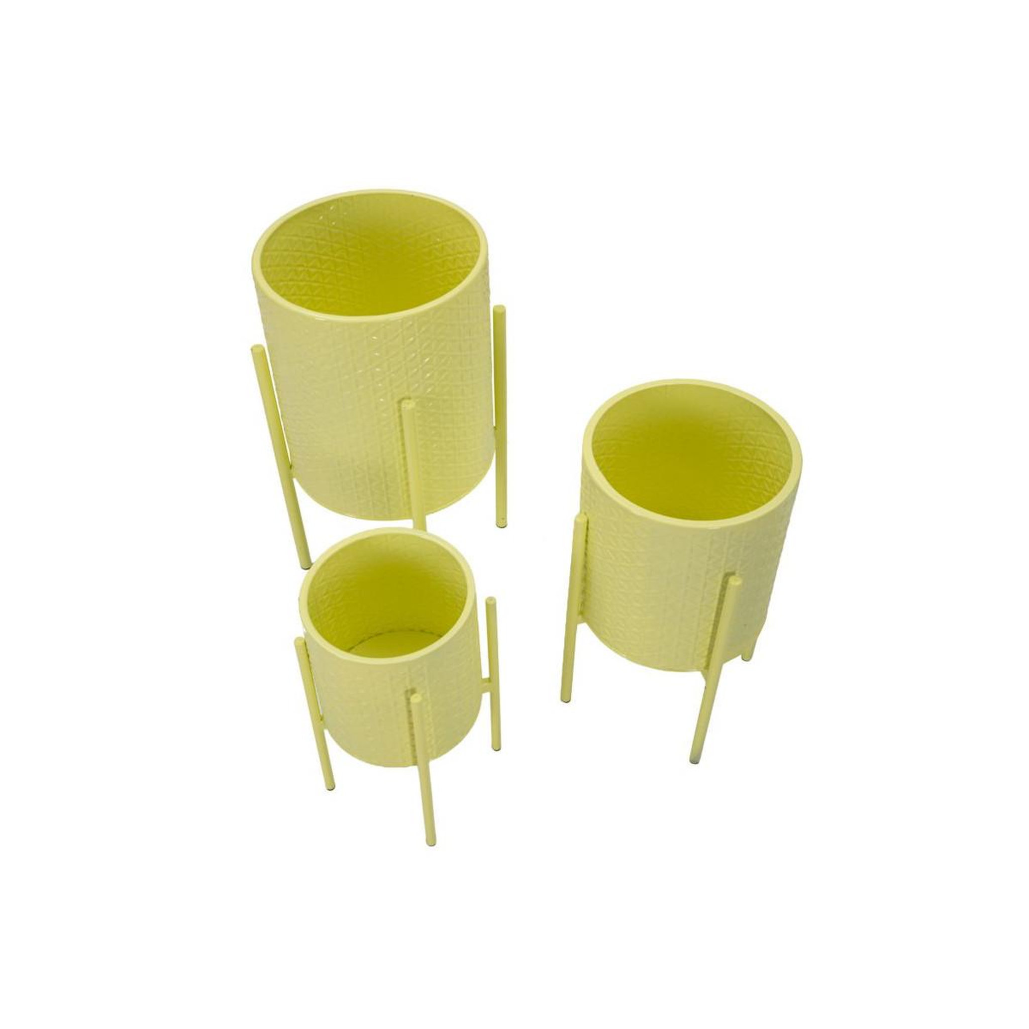 Voir la diapositive 4 : Paris Prix Lot de 3 cache-pots sur pied  iris  56cm jaune