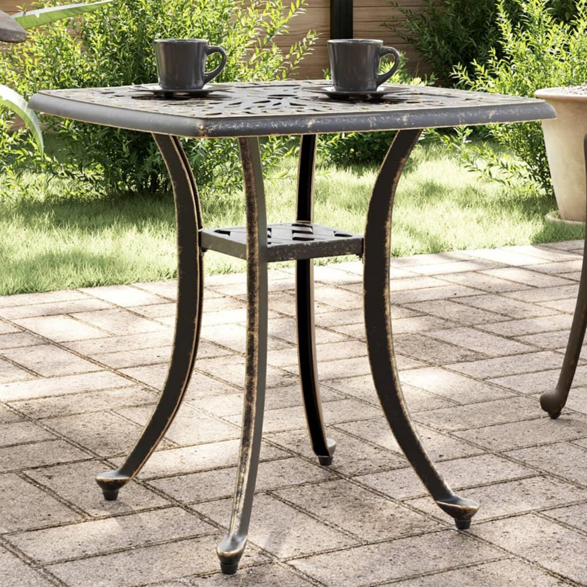 VIDAXL Table de jardin bronze 53x53x53 cm aluminium coule