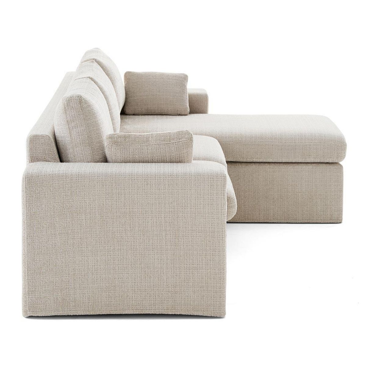 LISA DESIGN Calgary - canapé d'angle déhoussable et modulable 3 places + 1 pouf en velours texturé