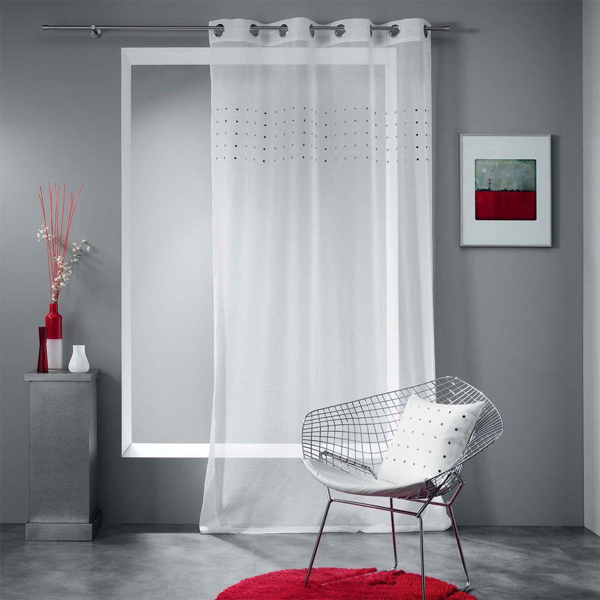 Voir la diapositive 4 : Douceur d'Intérieur Rideau voilage à œillets  poutchi  140x240cm blanc