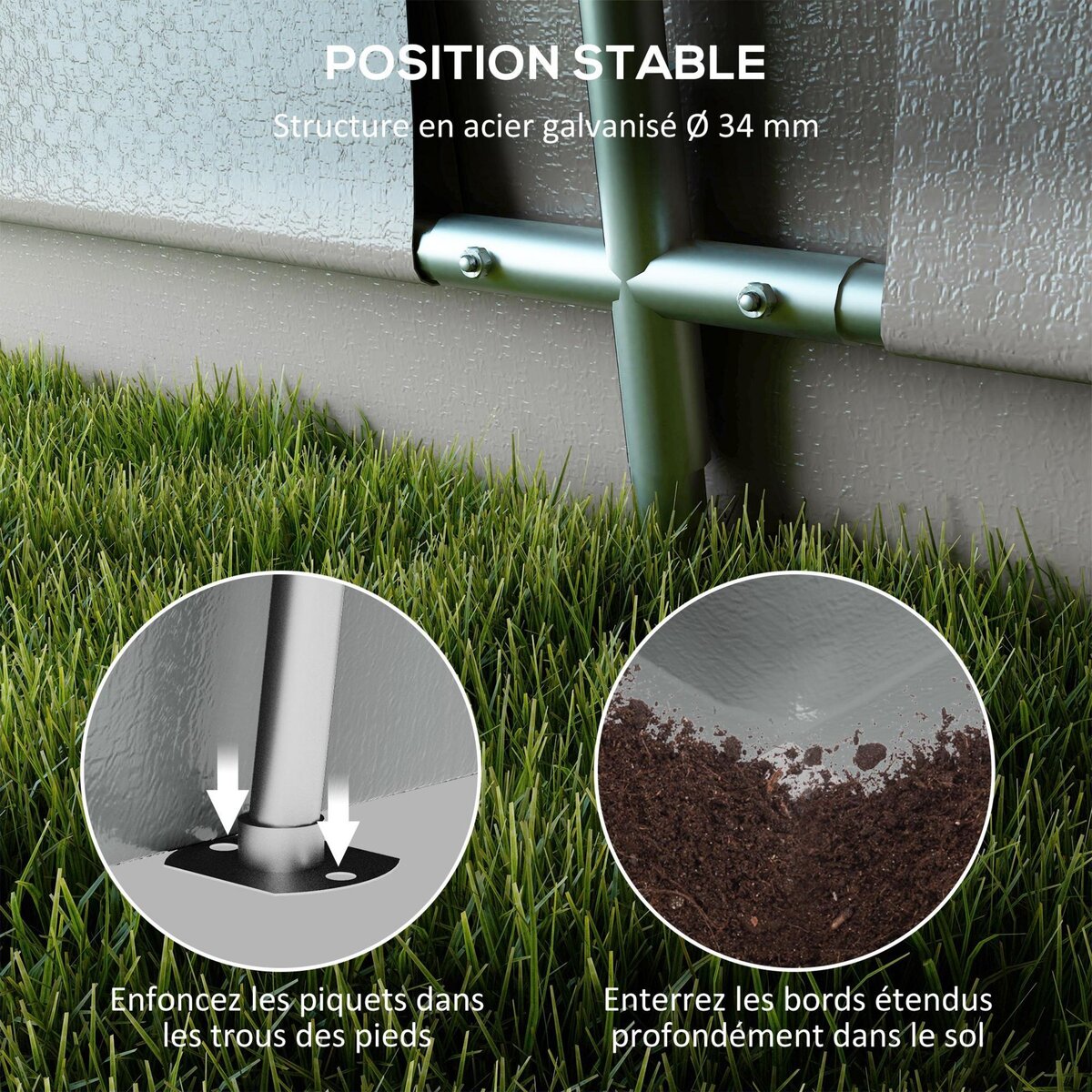 OUTSUNNY Tente garage carport dim 6L x 3,3l x 2,4H m acier galvanisé robuste PE haute densité 150 g/m² imperméable anti-UV gris