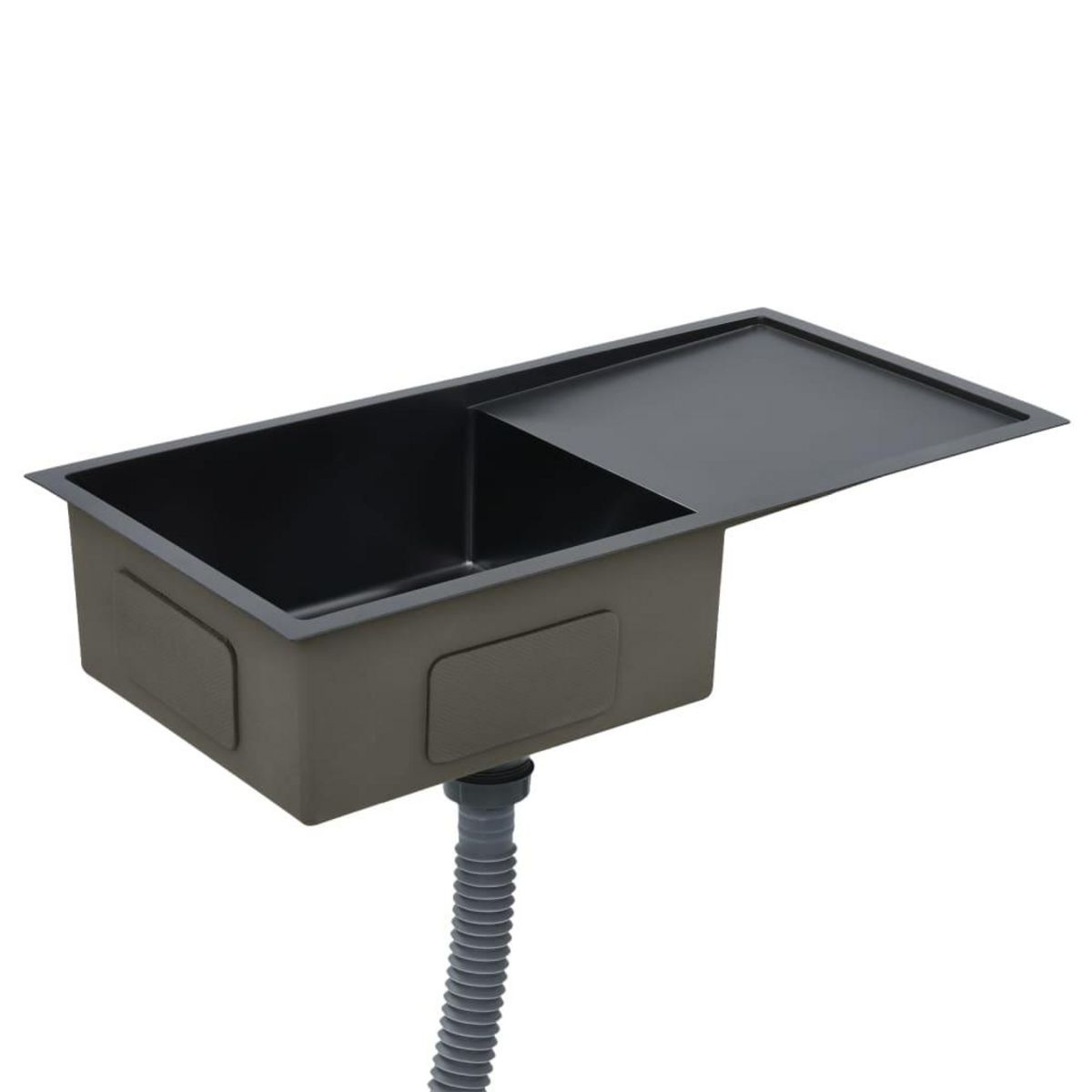 VIDAXL Evier de cuisine fait a la main Noir Acier inoxydable