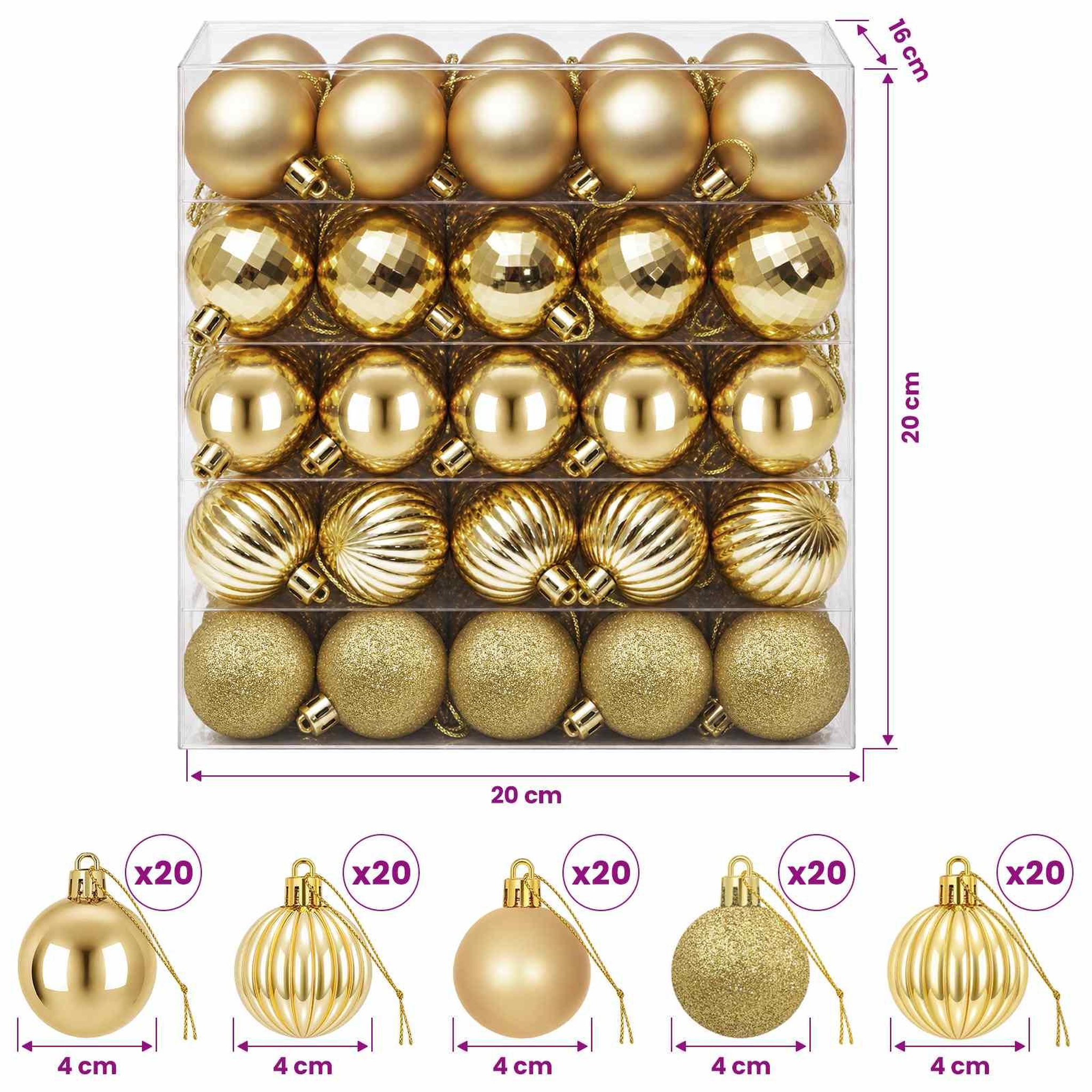 Voir la diapositive 3 : VIDAXL Ensemble de boules de Noël 100 pc Dore 4 cm Polystyrene