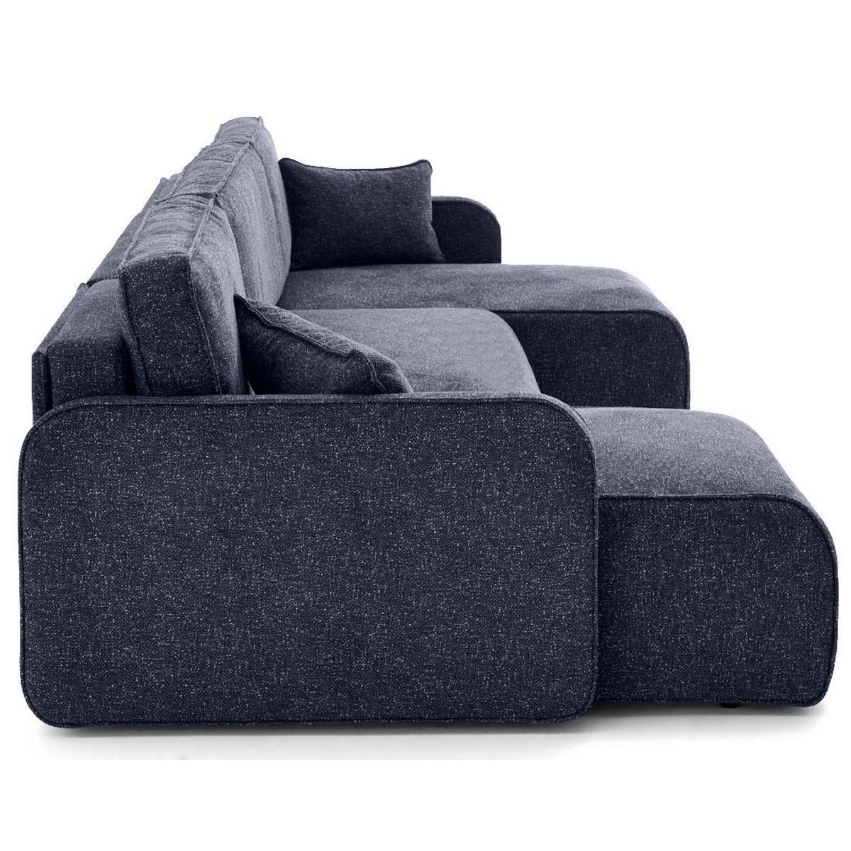 LISA DESIGN Apolline - canapé panoramique en u 7 places convertible avec coffres en tissu moucheté