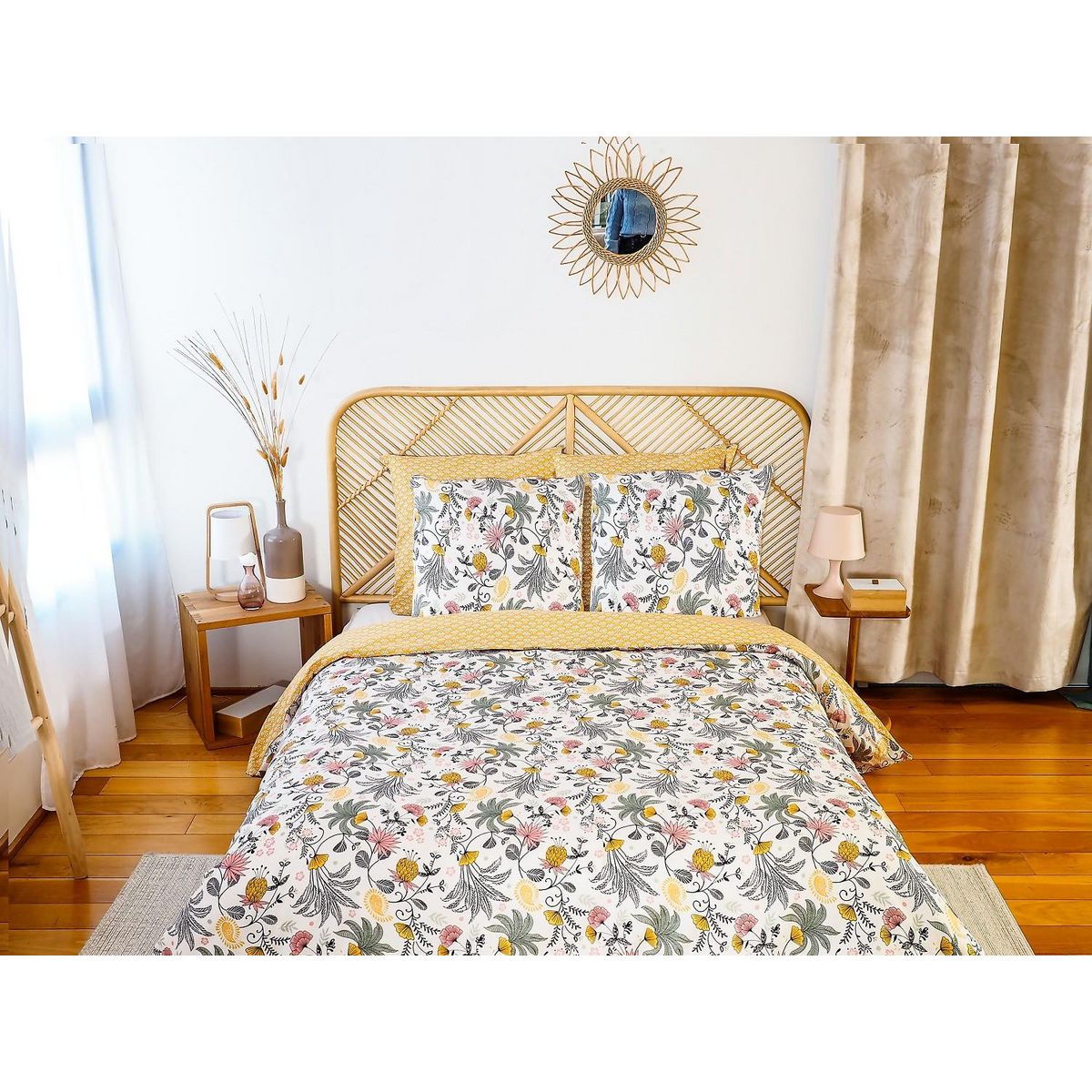 Home collection Parure housse de couette 100% satin de coton bio 78fils wayan