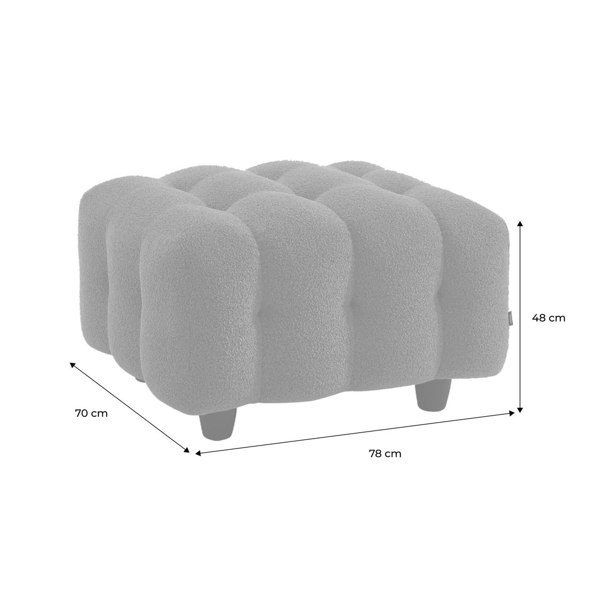 SWEEEK Pouf. module pour canapé. repose-pieds pour canapé 3 places en bouclette texturée kaki L 69 x P 59 x H 48cm - Leon