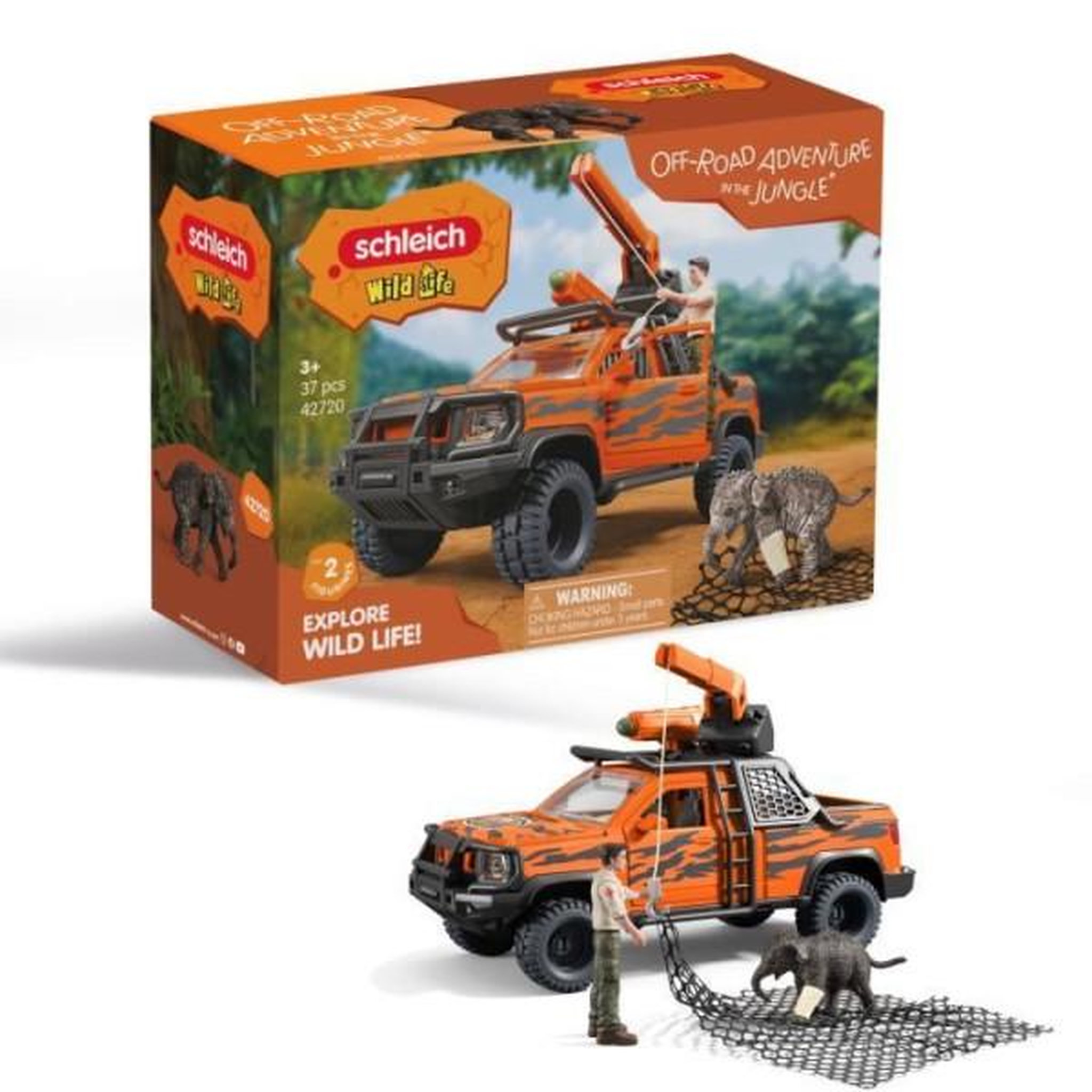 Schleich Figurine Aventures en 4x4 dans la jungle, Schleich 42720 Gamme Wild Life