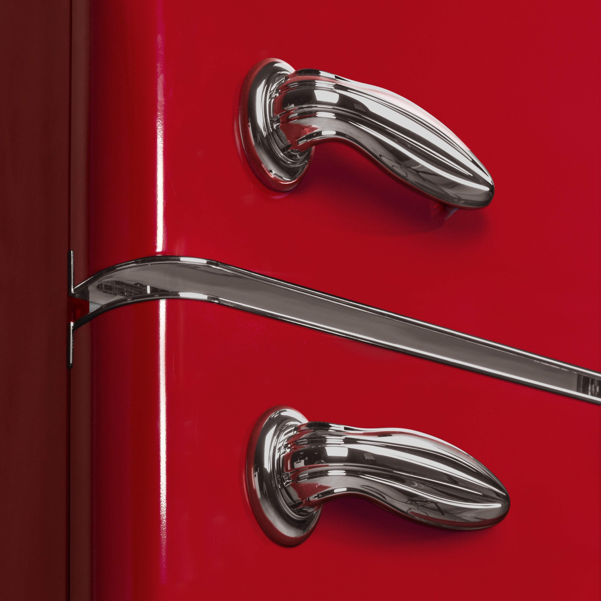 Voir la diapositive 5 : SCHNEIDER Réfrigérateur combiné 249L Vintage Rouge - SCCB250V-RE