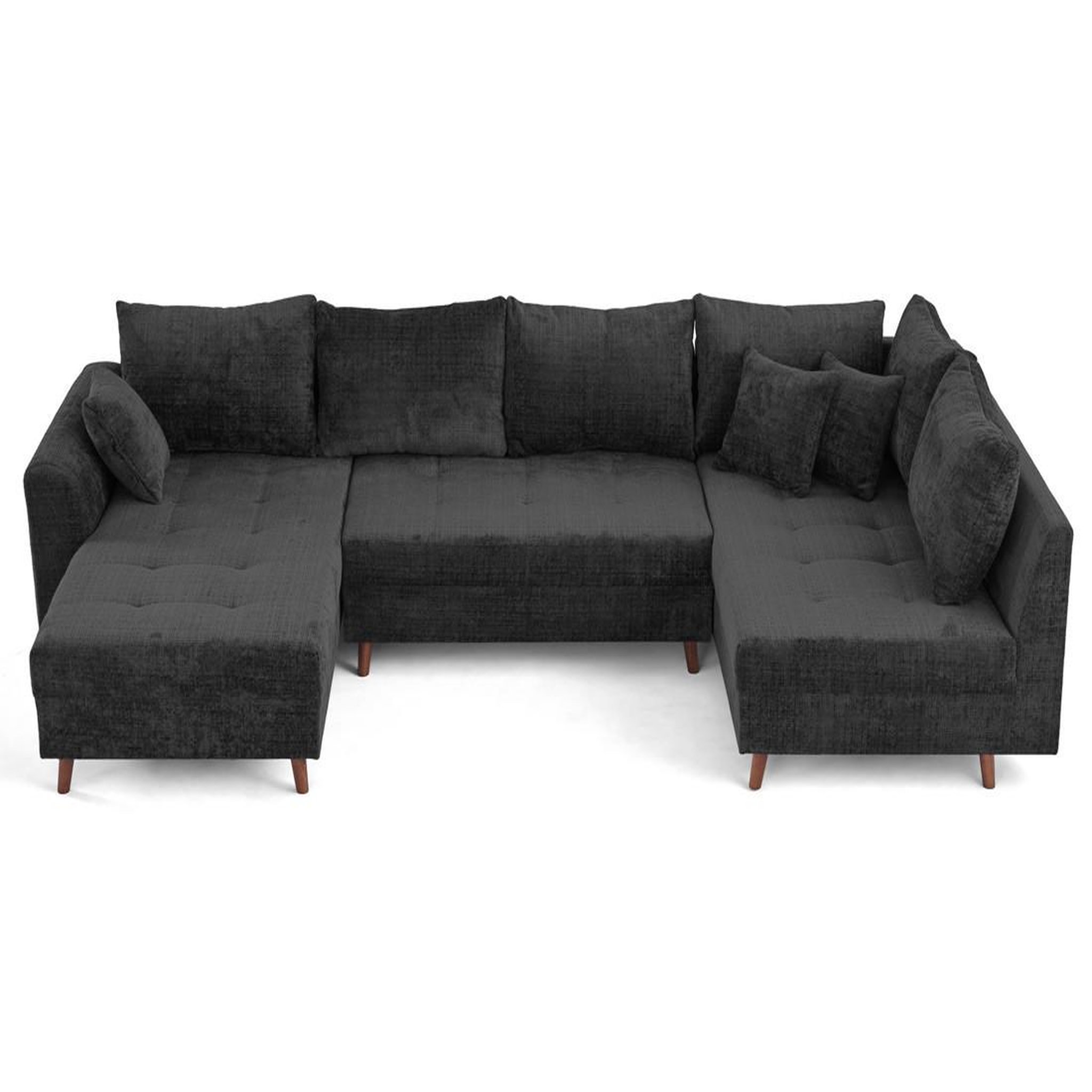 Voir la diapositive 2 : BEST MOBILIER Rune - canapé panoramique d'angle droit 7 places en velours texturé