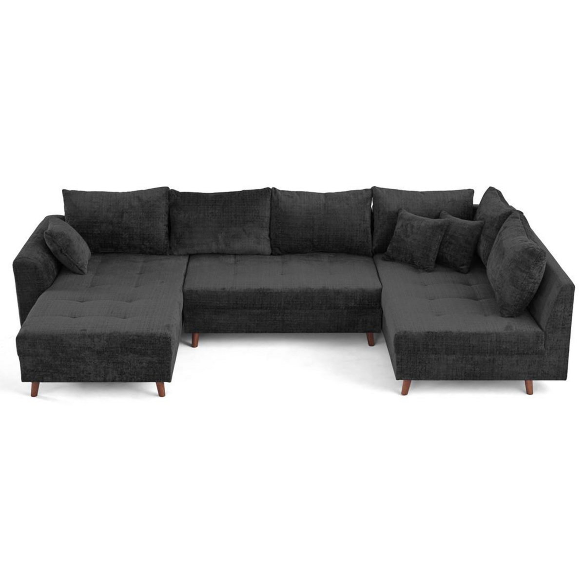 LISA DESIGN Rune - canapé panoramique d'angle droit 7 places en velours texturé