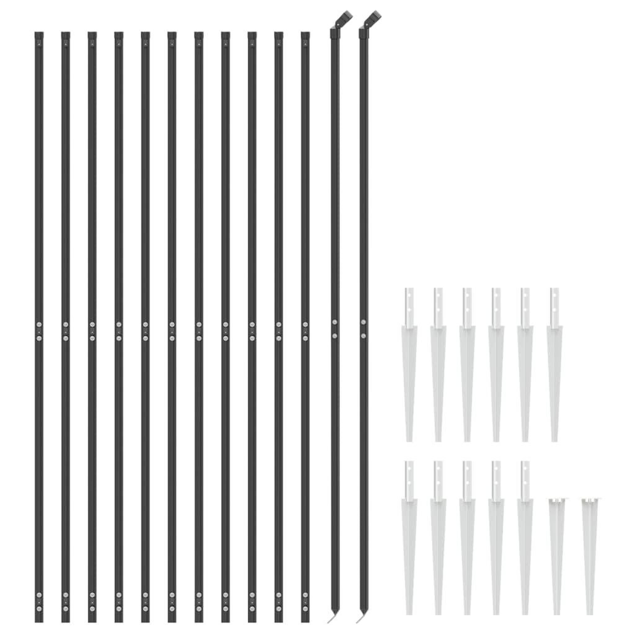 Voir la diapositive 3 : VIDAXL Cloture en treillis metallique et ancrage anthracite 1,6x25 m