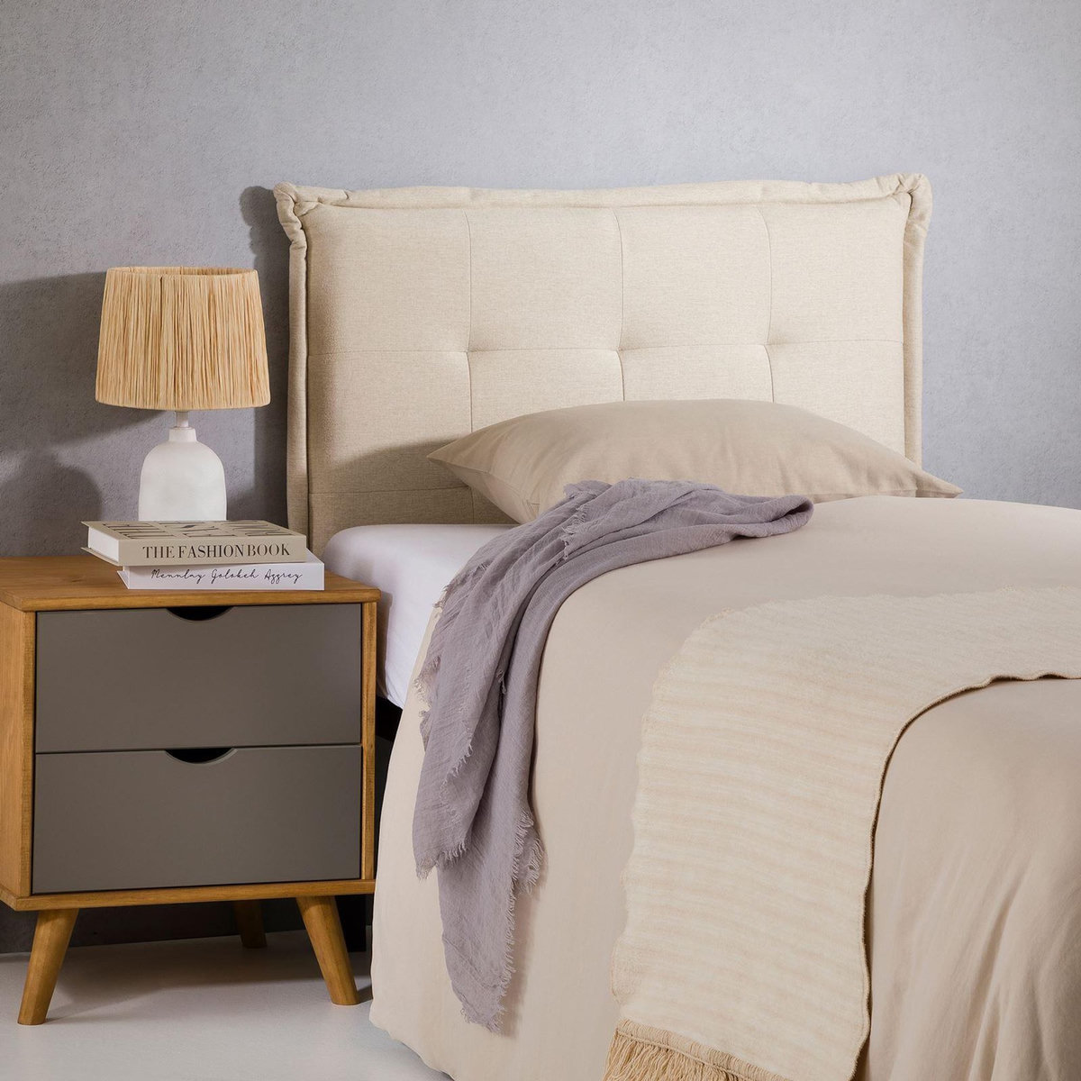IDIMEX Tête de lit JALEYA 90 capitonnée sur pieds, en tissu