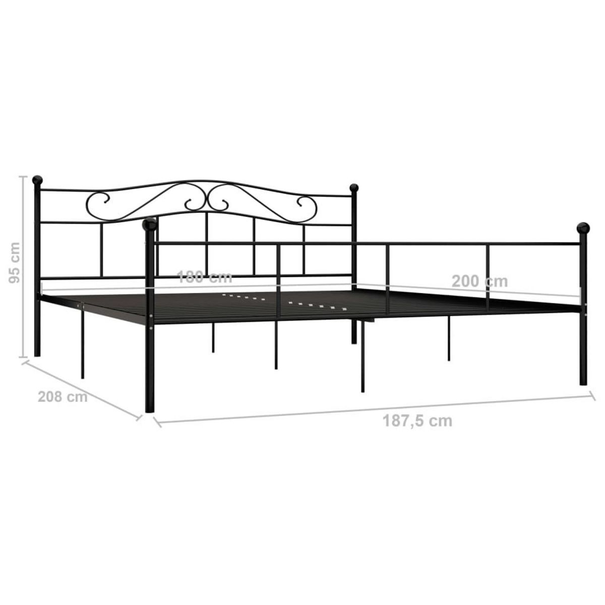 VIDAXL Cadre de lit sans matelas noir metal 180x200 cm