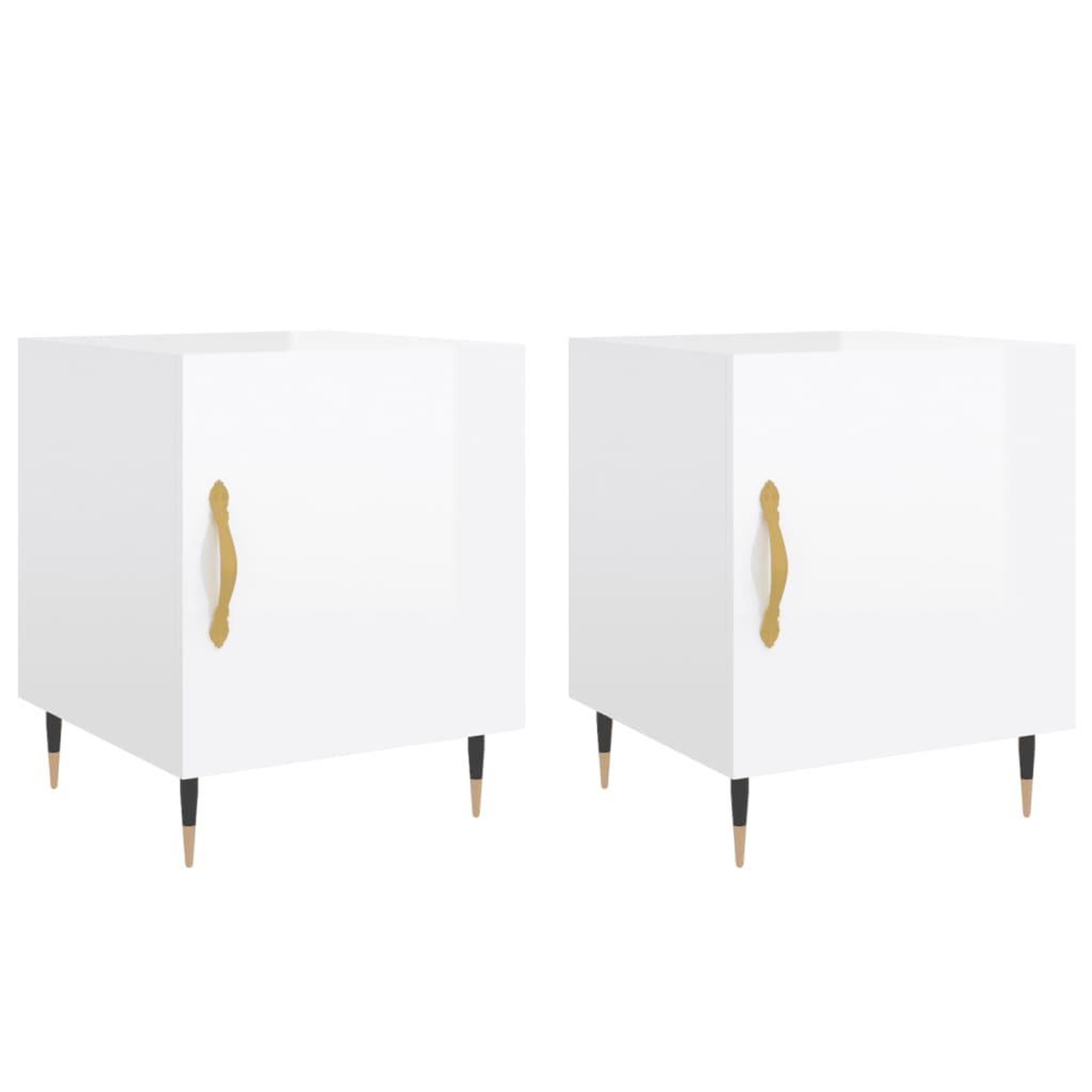 Voir la diapositive 2 : VIDAXL Tables de chevet 2 pcs blanc brillant 40x40x50 cm